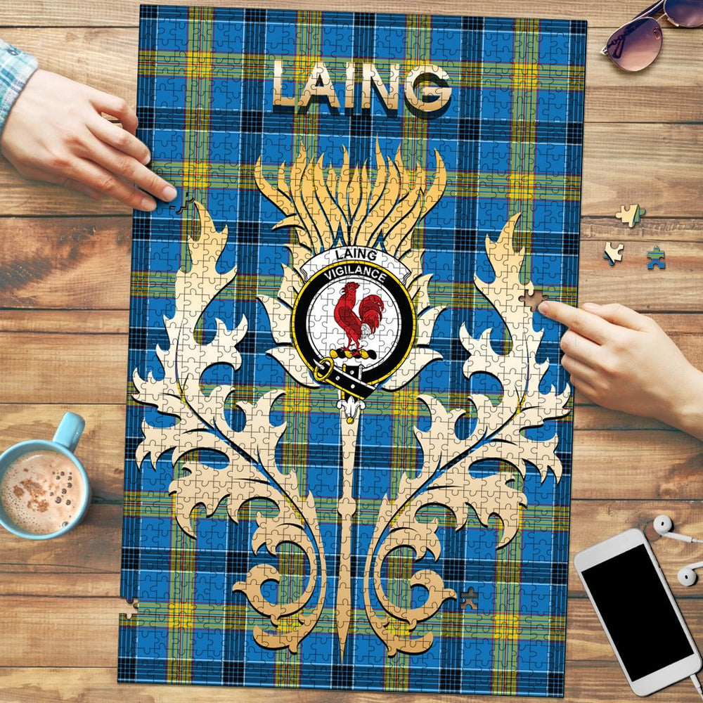 Clan Laing Tartan Crest Thistle Jigsaw Puzzles Gift For Family UH71 Clan Laing Tartan Today   