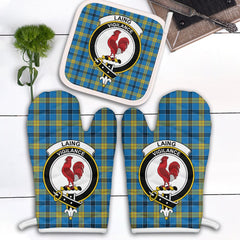 Clan Laing Tartan Crest Oven Mitt And Pot Holder (2 Oven Mitts + 1 Pot Holder) LY50 Clan Laing Tartan Today   