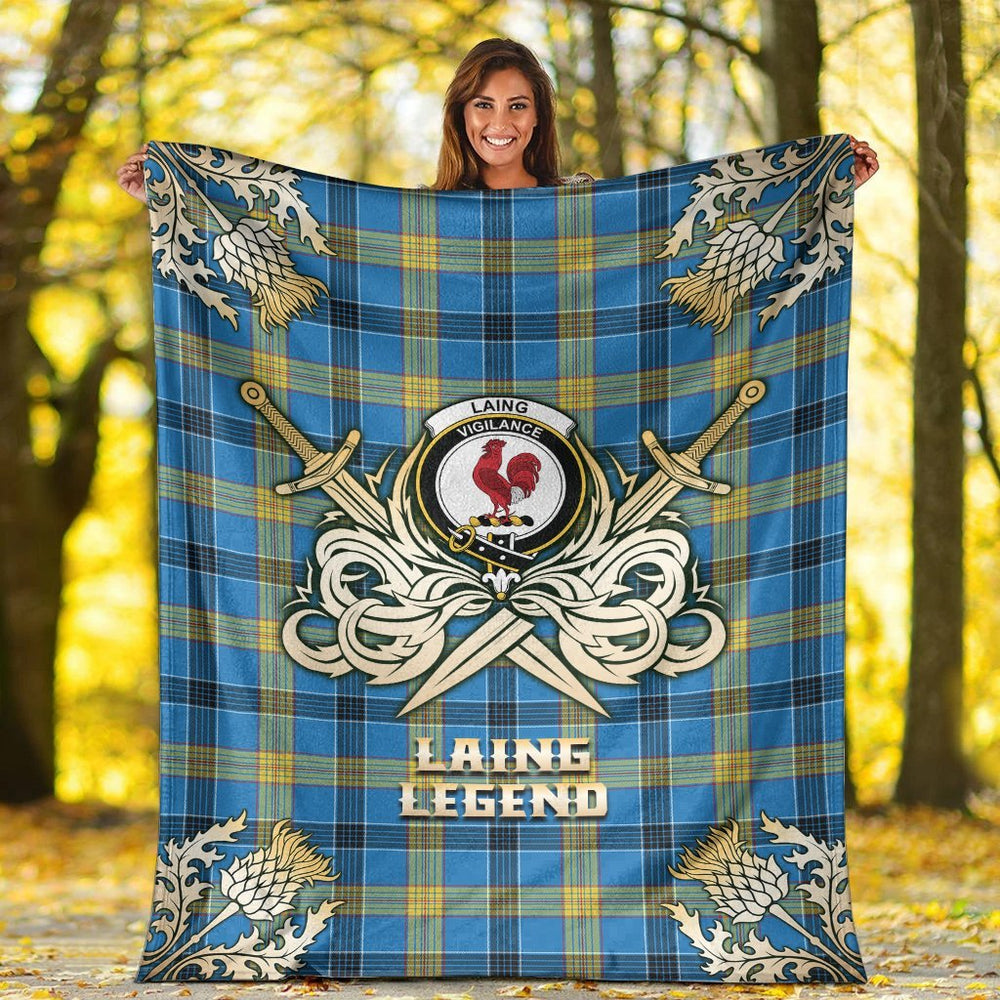 Clan Clan Laing Tartan Gold Courage Symbol Blanket BA58 Clan Laing Tartan Today   