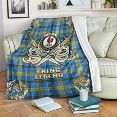 Clan Clan Laing Tartan Gold Courage Symbol Blanket BA58 Clan Laing Tartan Today   