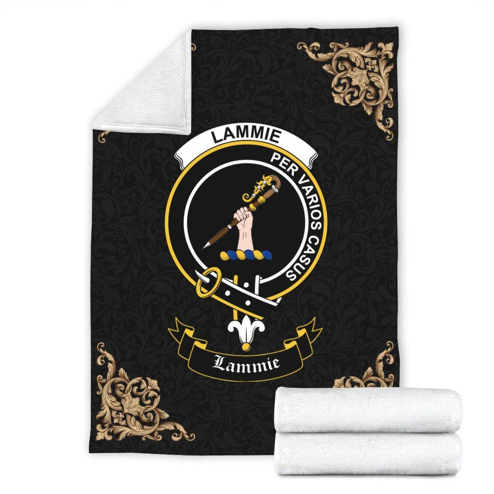 Clan Lammie Crest Tartan Premium Blanket Black NA81 Clan Lammie Tartan Today   