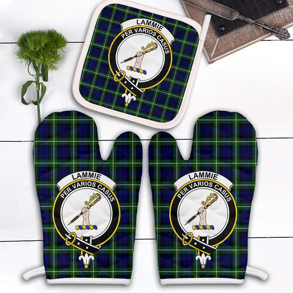 Clan Lammie Tartan Crest Oven Mitt And Pot Holder (2 Oven Mitts + 1 Pot Holder) XX89 Clan Lammie Tartan Today   