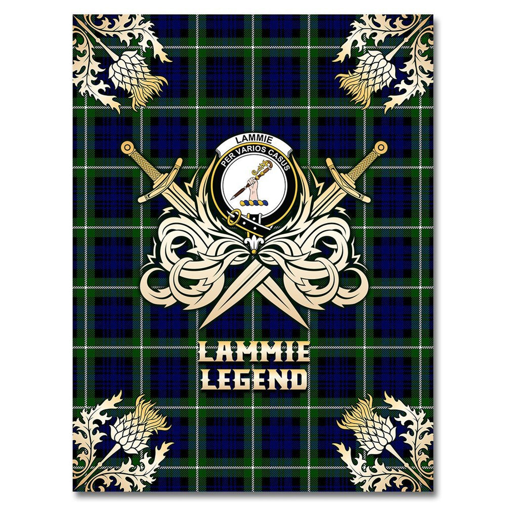 Clan Lammie Tartan Gold Courage Symbol Blanket PG72 Clan Lammie Tartan Today   