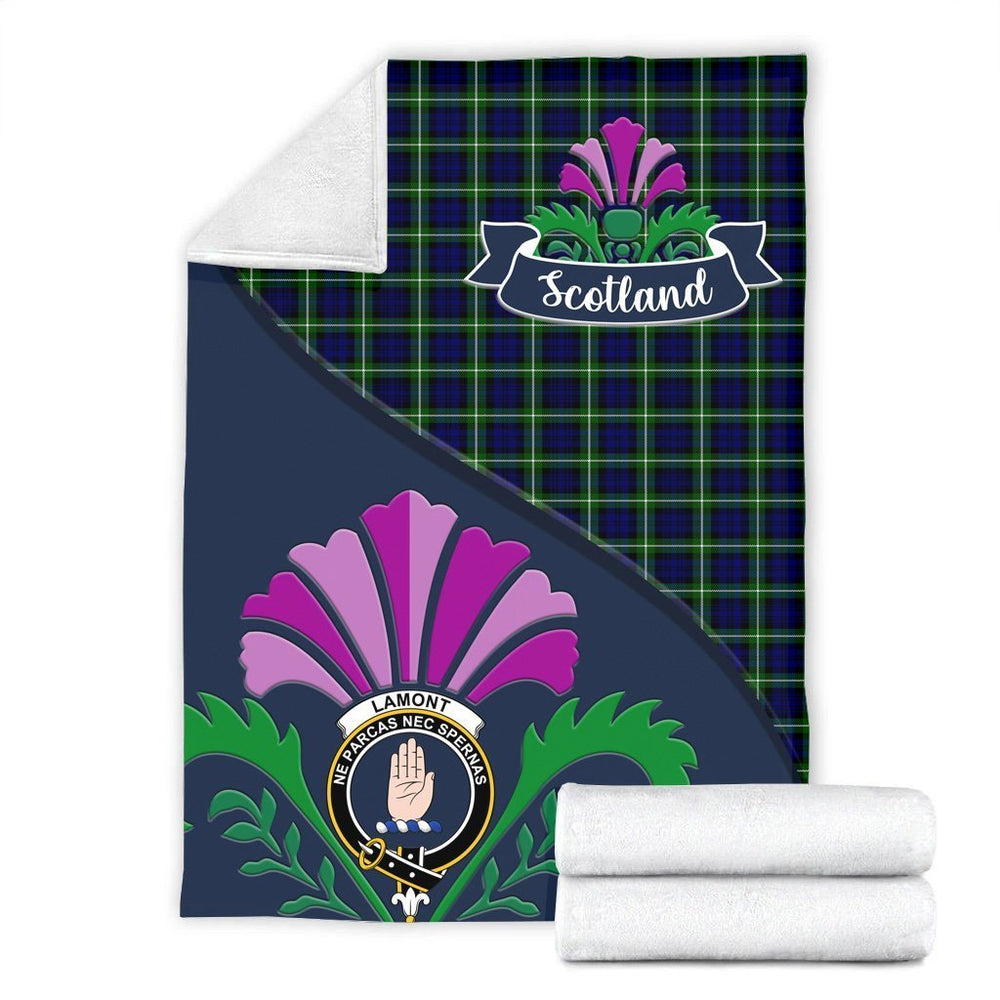 Clan Lamont Tartan Crest Premium Blanket Thistle Style UV37 Clan Lamont Tartan Today   