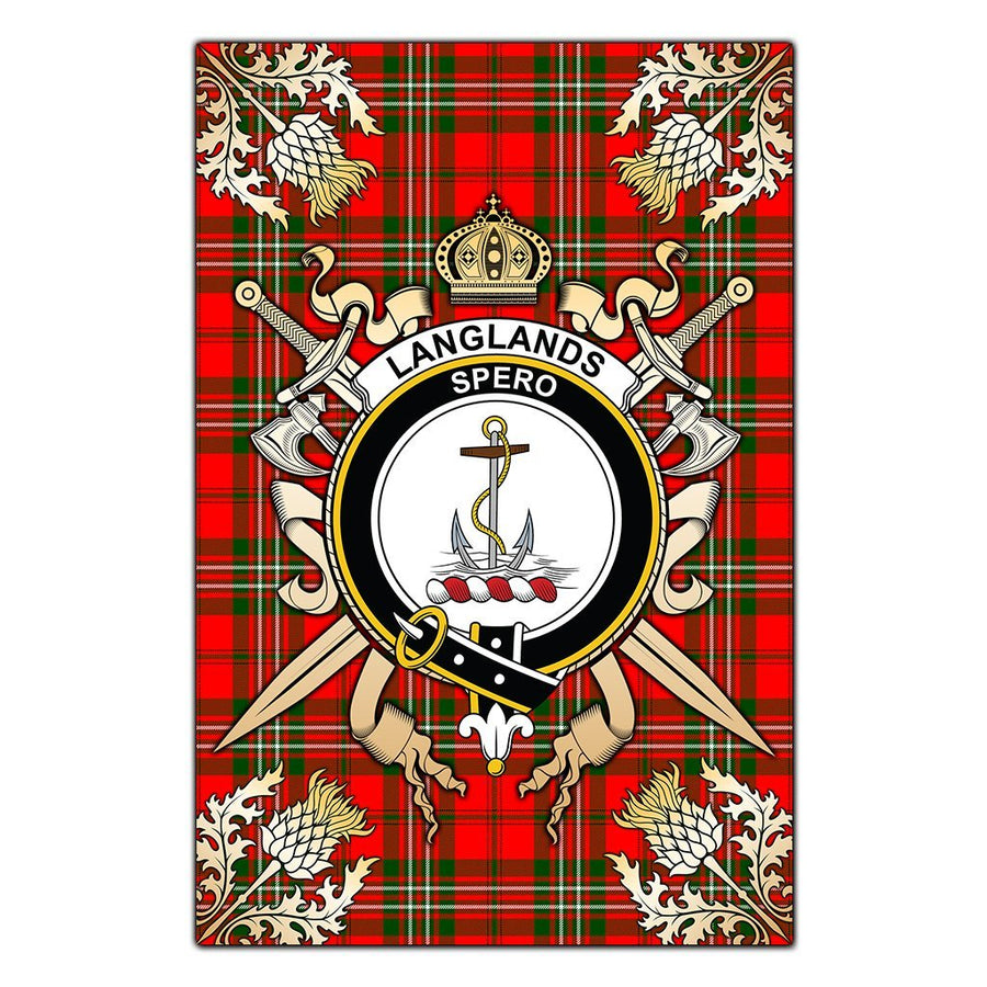 Clan Langlands Tartan Crest Black Garden Flag