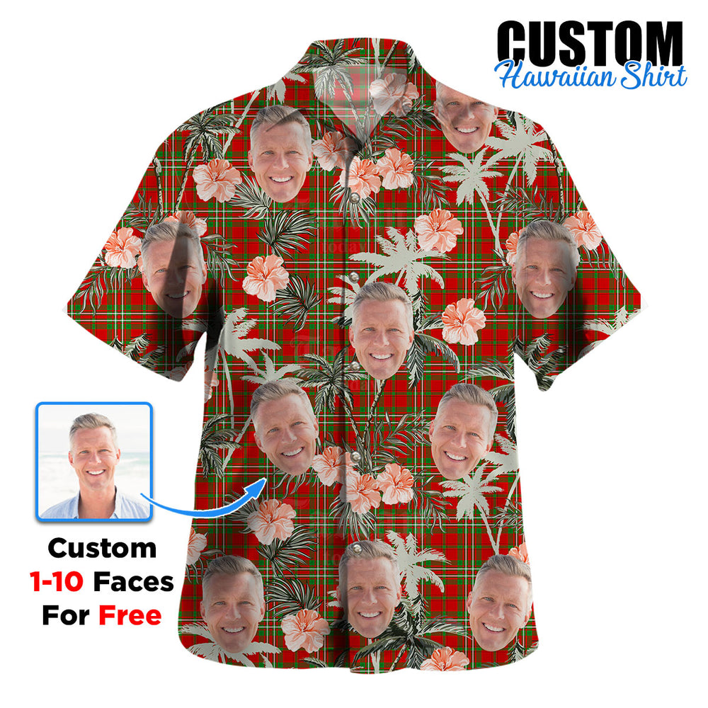 Clan Langlands Tartan Custom Face Hawaiian Shirt – Unisex Gift for Family Members, Summer Party XD83 Langlands Tartan Tartan Hawaii Shirt