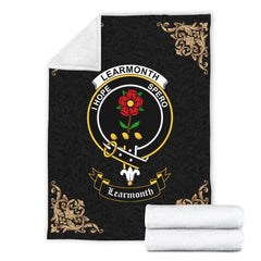 Clan Learmonth Crest Tartan Premium Blanket Black GZ90 Clan Learmonth Tartan Today   