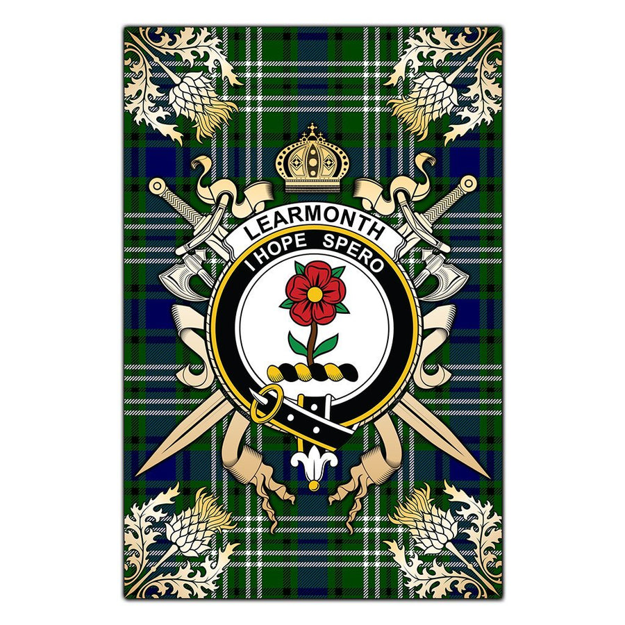 Clan Learmonth Tartan Crest Black Garden Flag