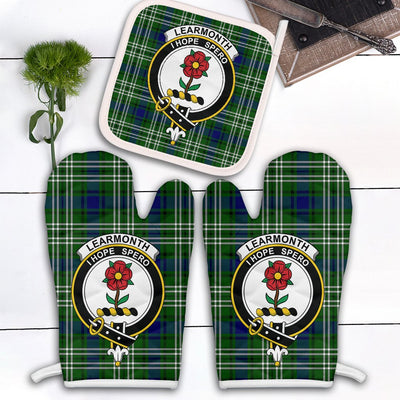 Clan Learmonth Tartan Crest Oven Mitt And Pot Holder (2 Oven Mitts + 1 Pot Holder)