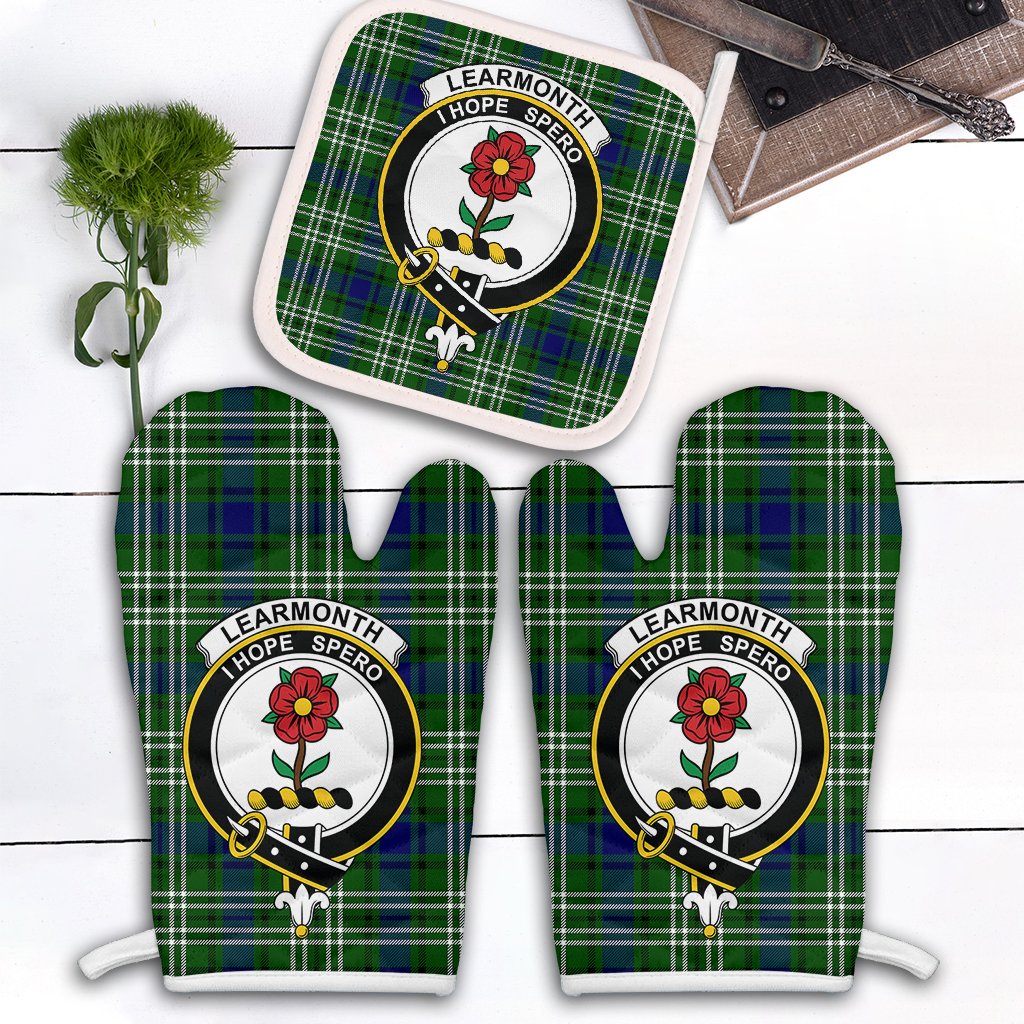 Clan Learmonth Tartan Crest Oven Mitt And Pot Holder (2 Oven Mitts + 1 Pot Holder) KF25 Clan Learmonth Tartan Today   