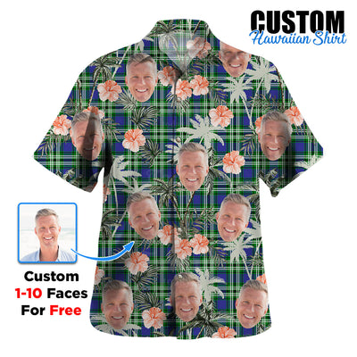 Clan Learmonth Tartan Custom Face Hawaiian Shirt – Unisex Gift for Family Members, Summer Party