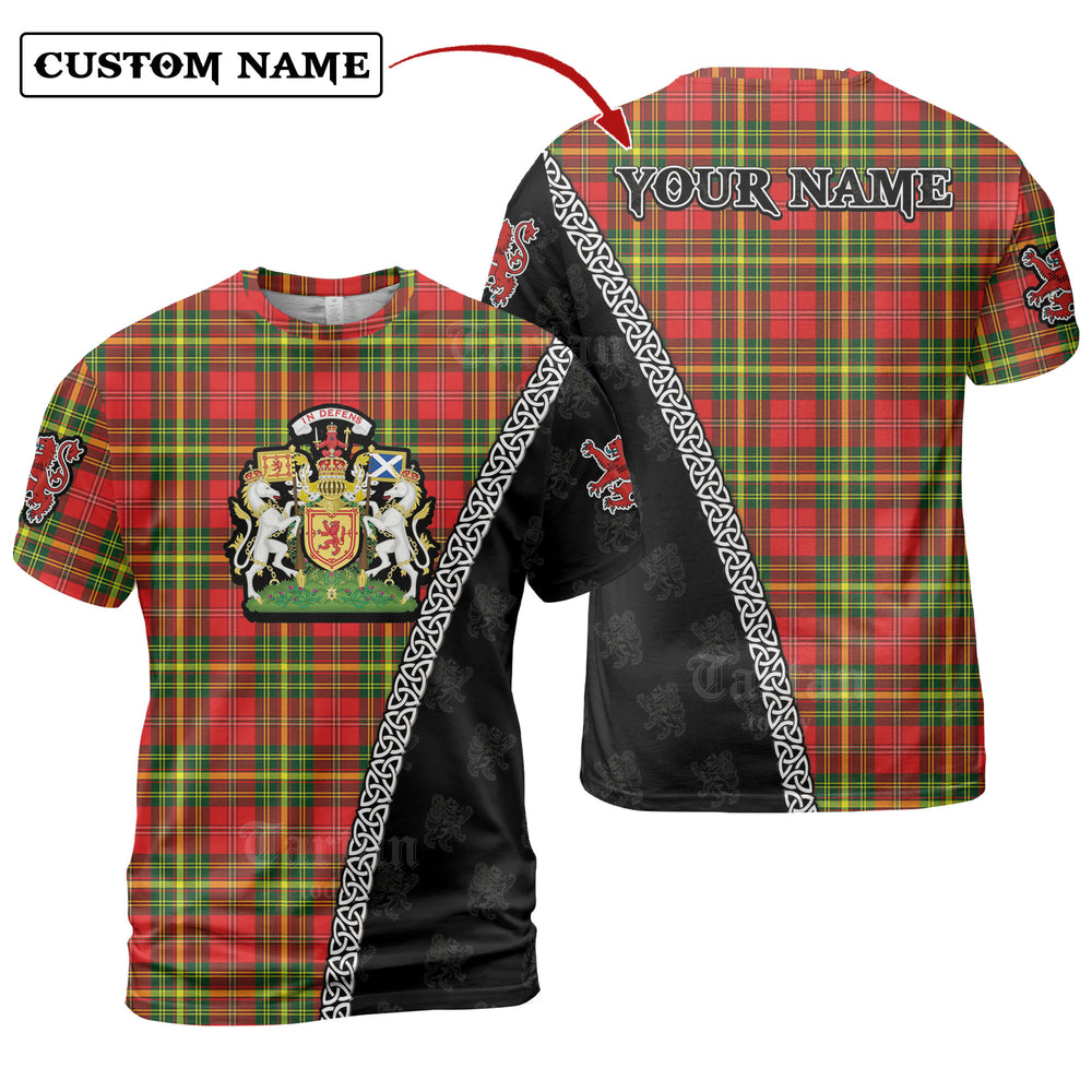 Leask Tartan Shirt with Scotland Coat of Arms & Custom Name MQ65