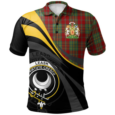 Clan Leask Tartan Polo Shirt - Royal Coat Of Arms Style
