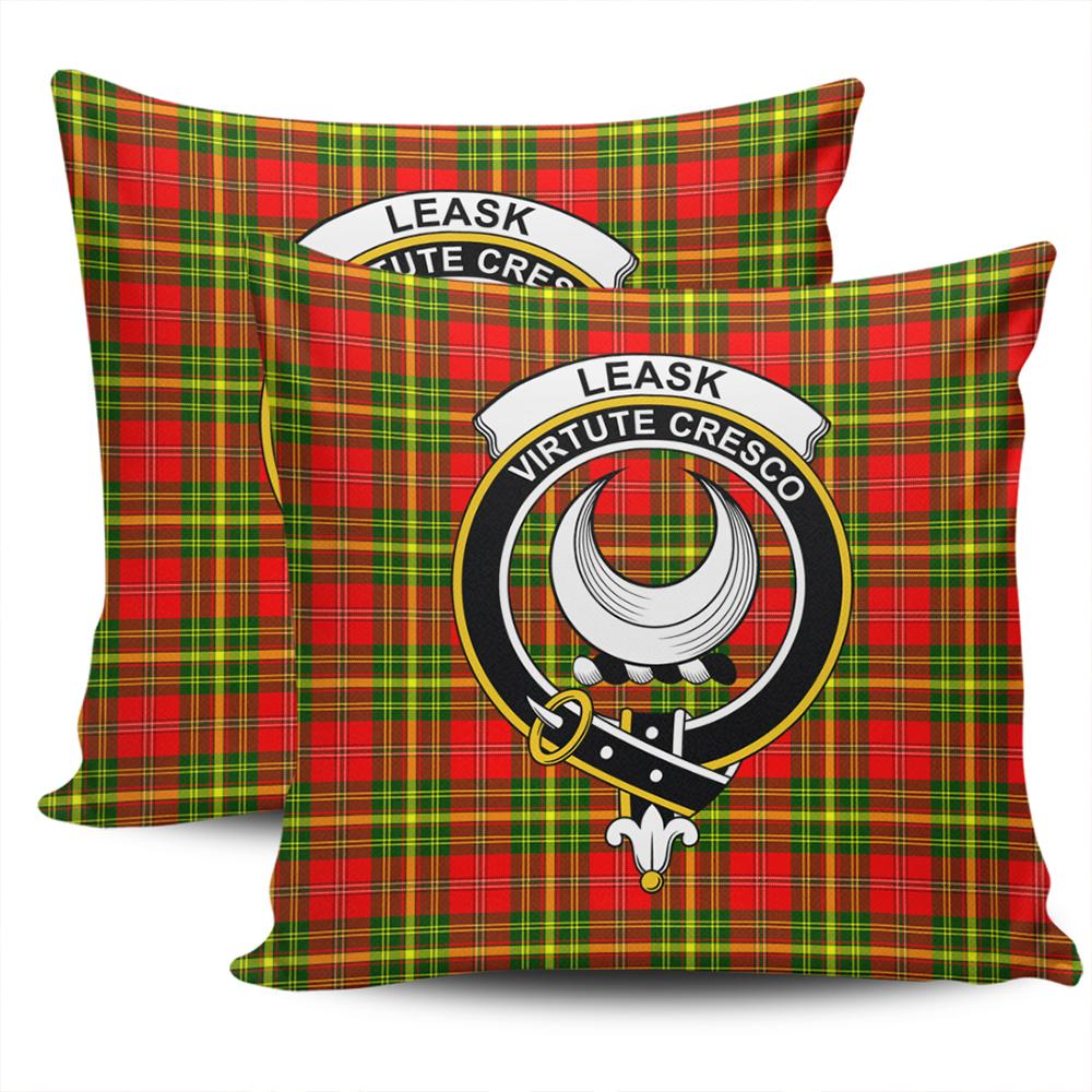 Clan Leask Tartan Crest Pillow Cover CM62 Clan Leask Tartan Today   