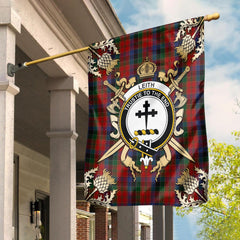 Clan Leith Tartan Crest Black Garden Flag  - Gold Thistle  XX60 Clan Garden Tartan Today   