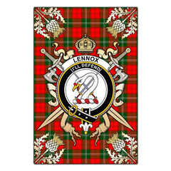 Clan Lennox Modern Tartan Crest Black Garden Flag  - Gold Thistle  QH74 Clan Lennox Tartan Today   
