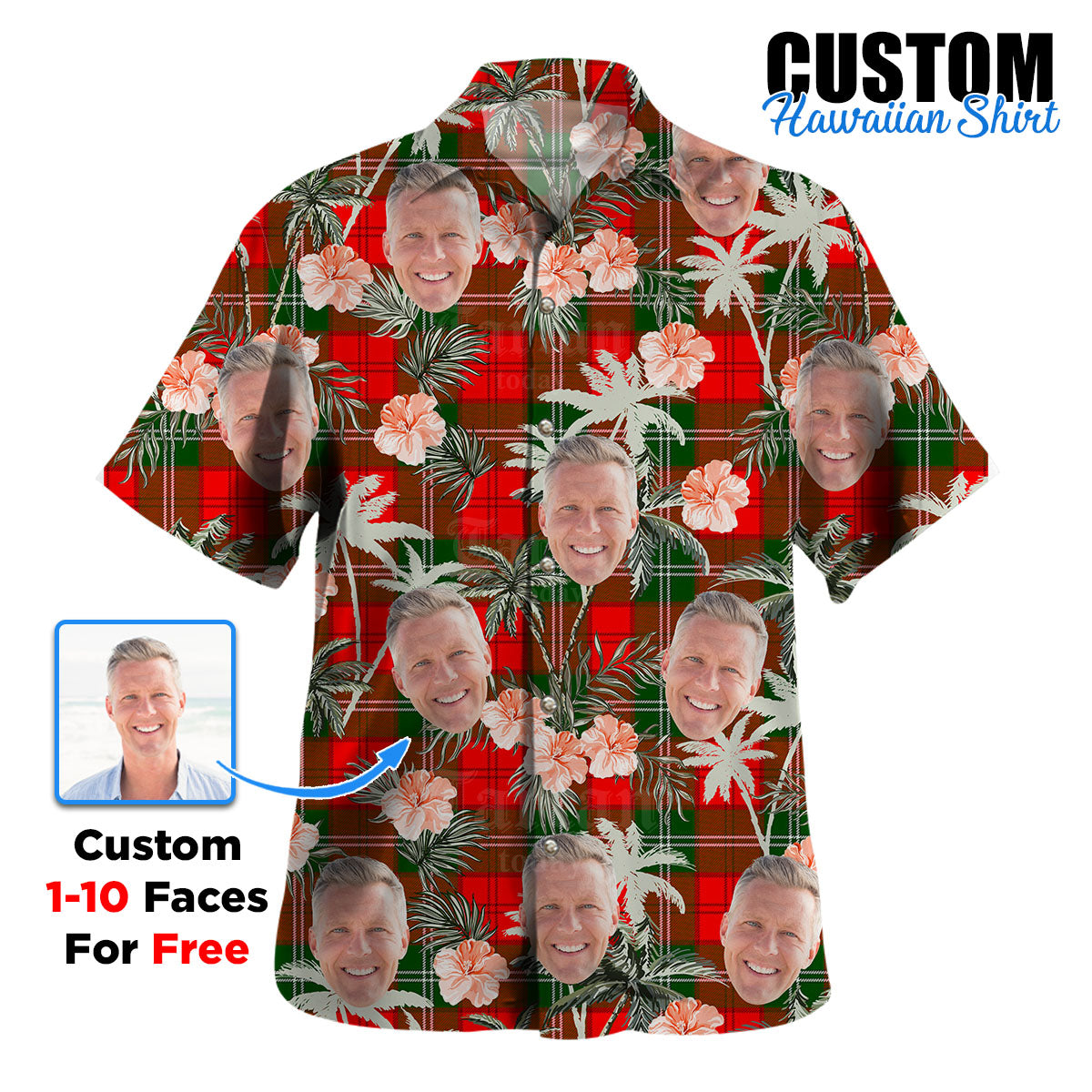 Clan Lennox Modern Tartan Custom Face Hawaiian Shirt – Unisex Gift for Family Members, Summer Party HL95 Lennox Modern Tartan Tartan Hawaii Shirt