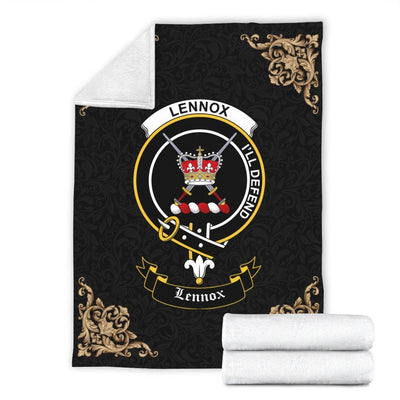 Clan Lennox (Lennox Kincaid) Crest Tartan Premium Blanket Black