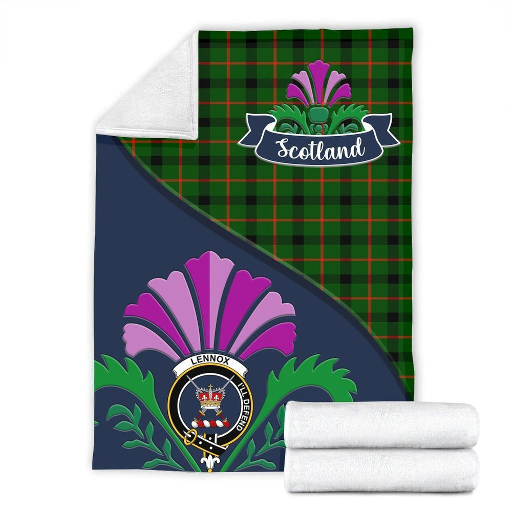 Clan Lennox (Lennox Kincaid) Tartan Crest Premium Blanket Thistle Style YM14 Clan Lennox Tartan Today   