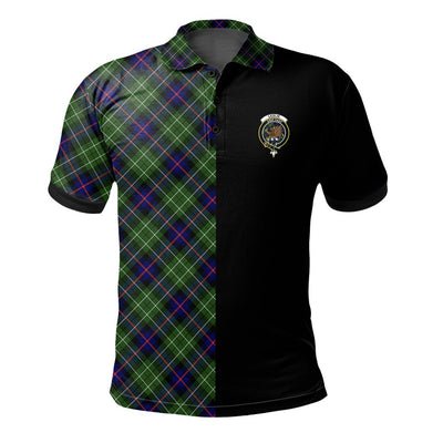 Clan Leslie Hunting Tartan Polo Shirt Half of Me - Cross Style