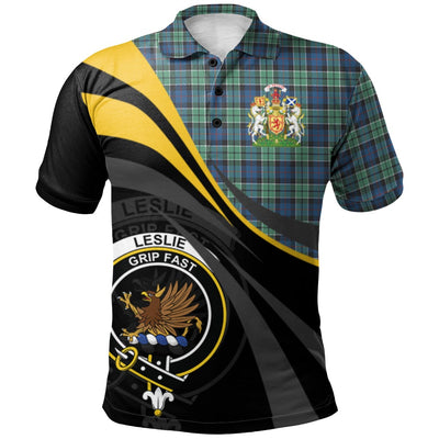 Clan Leslie Hunting Ancient Tartan Polo Shirt - Royal Coat Of Arms Style