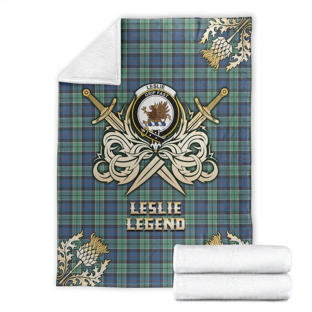 Clan Leslie Hunting Ancient Tartan Gold Courage Symbol Blanket GA78 Clan Leslie Tartan Today   