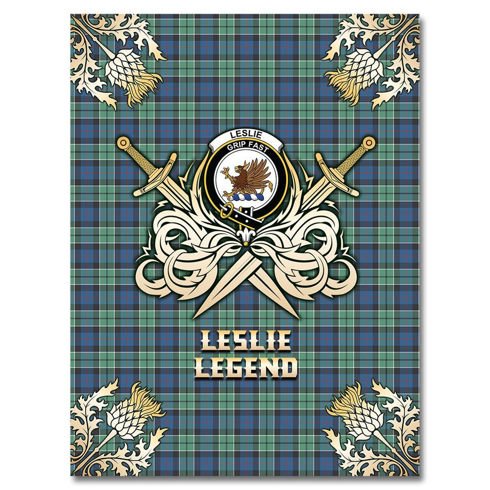 Clan Leslie Hunting Ancient Tartan Gold Courage Symbol Blanket GA78 Clan Leslie Tartan Today   