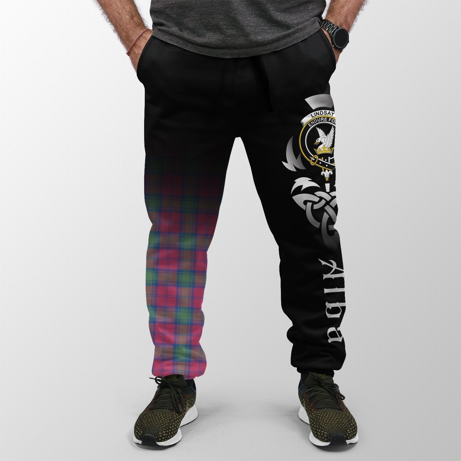 Clan Lindsay Ancient Tartan Crest Jogger Sweatpants  Alba Celtic Style SH99 Clan Lindsay Tartan Today   