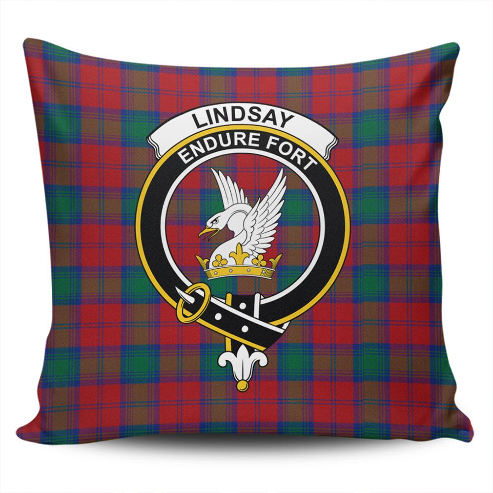 Clan Lindsay Modern Tartan Crest Pillow Cover KE10 Clan Lindsay Tartan Today   