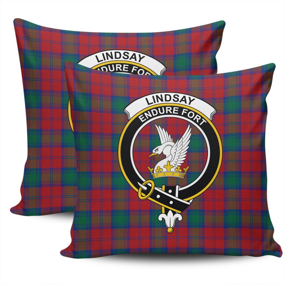 Clan Lindsay Modern Tartan Crest Pillow Cover KE10 Clan Lindsay Tartan Today   