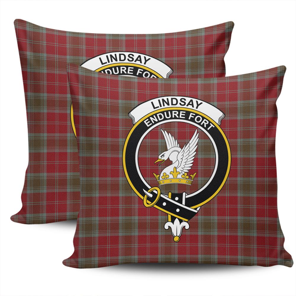 Clan Lindsay Weathered Tartan Crest Pillow Cover VI16 Clan Lindsay Tartan Today   