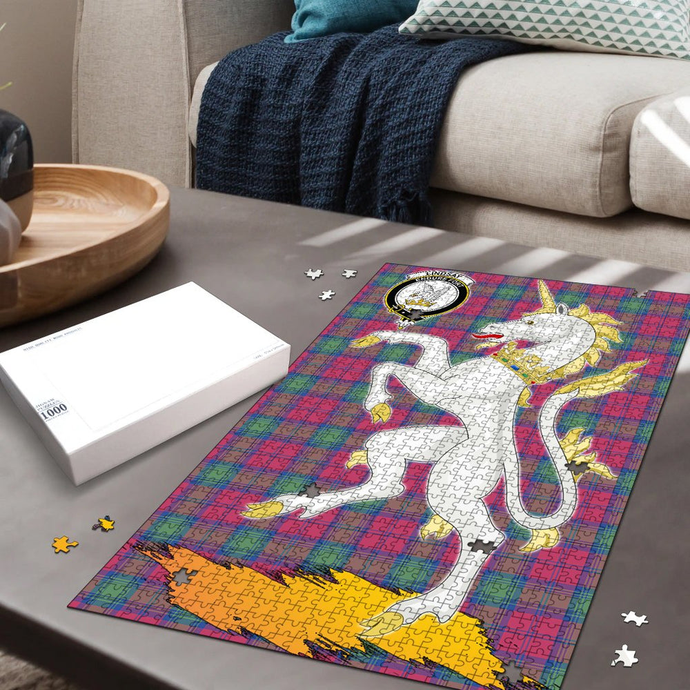 Clan Lindsay Ancient Tartan Crest Unicorn Scotland Jigsaw Puzzles Gift For Family JU20 Clan Lindsay Tartan Today   