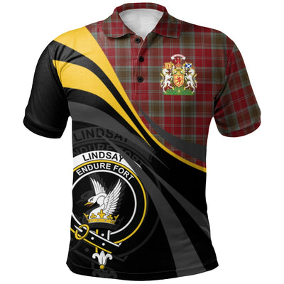 Clan Lindsay Weathered Tartan Polo Shirt - Royal Coat Of Arms Style