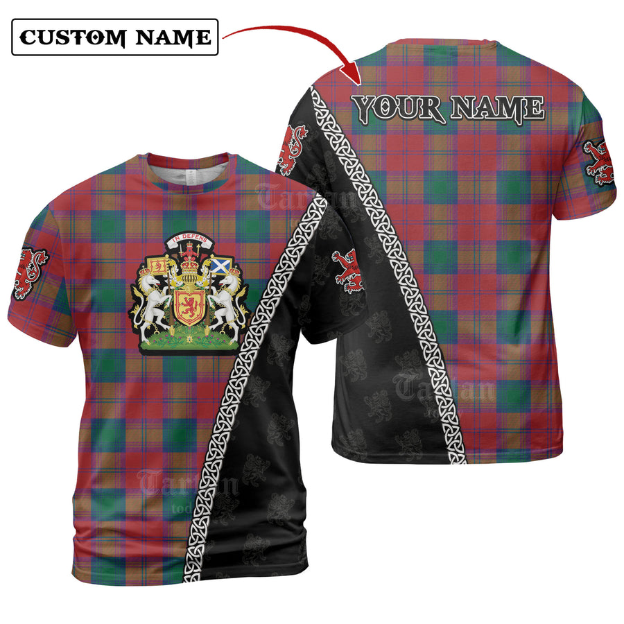 Lindsay Modern Tartan Shirt with Scotland Coat of Arms & Custom Name UG23