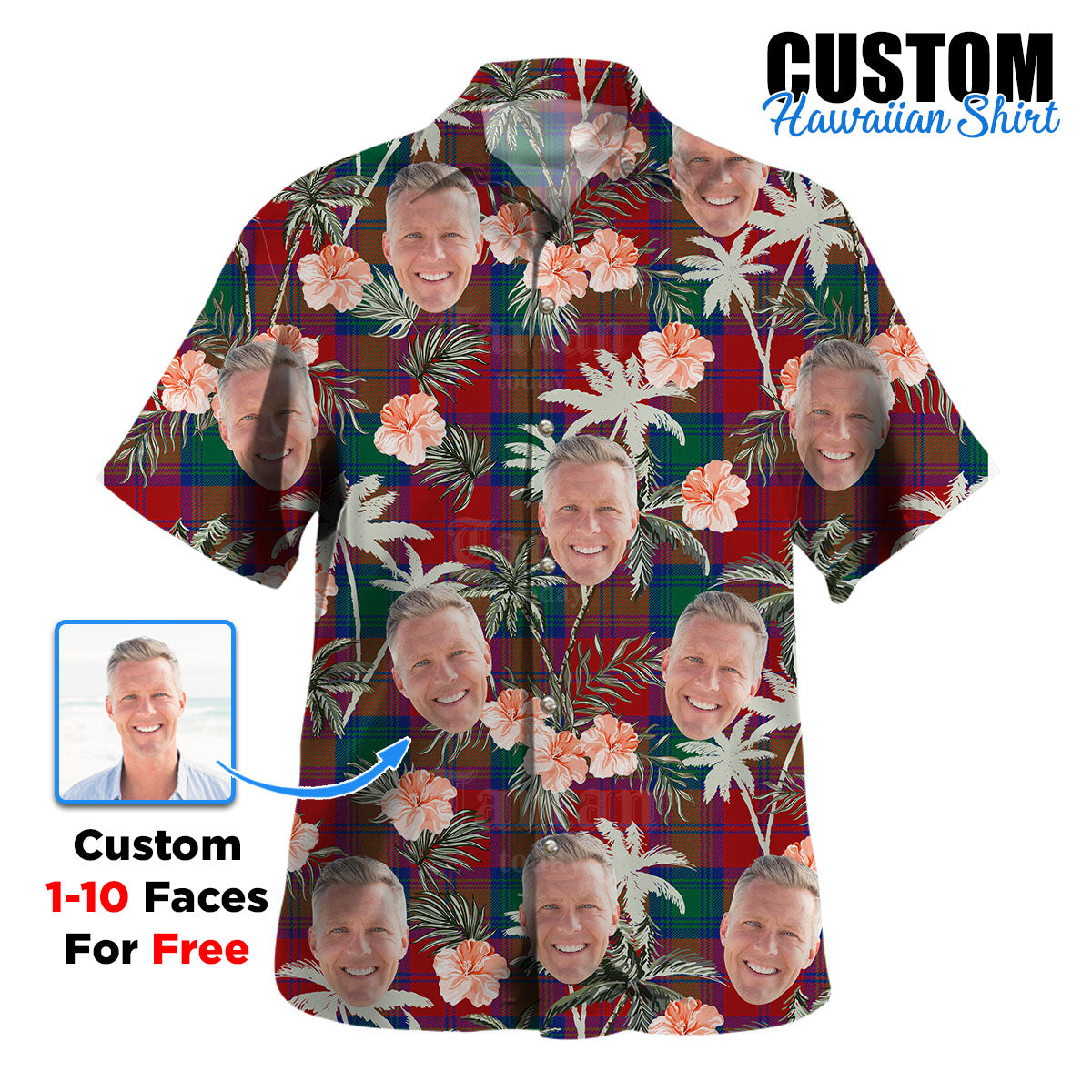 Clan Lindsay Modern Tartan Custom Face Hawaiian Shirt – Unisex Gift for Family Members, Summer Party ZF29 Lindsay Modern Tartan Tartan Hawaii Shirt