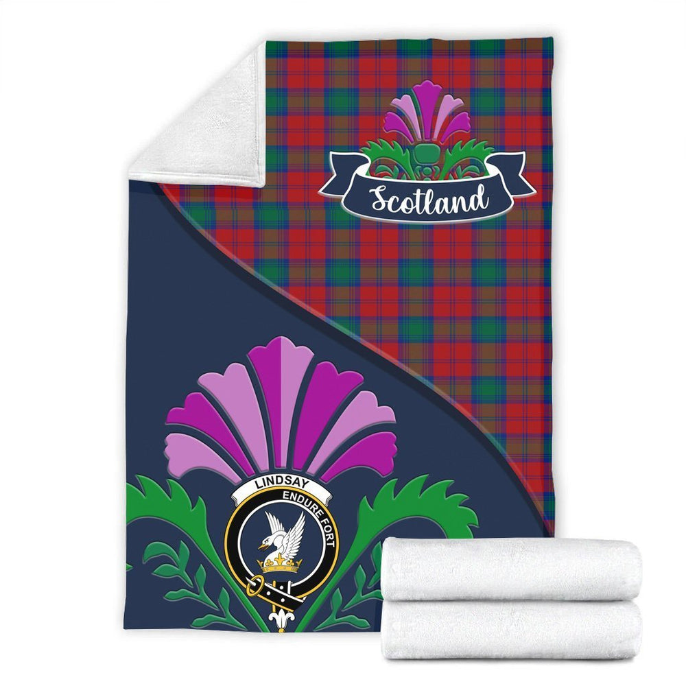 Clan Lindsay Tartan Crest Premium Blanket Thistle Style YI45 Clan Lindsay Tartan Today   