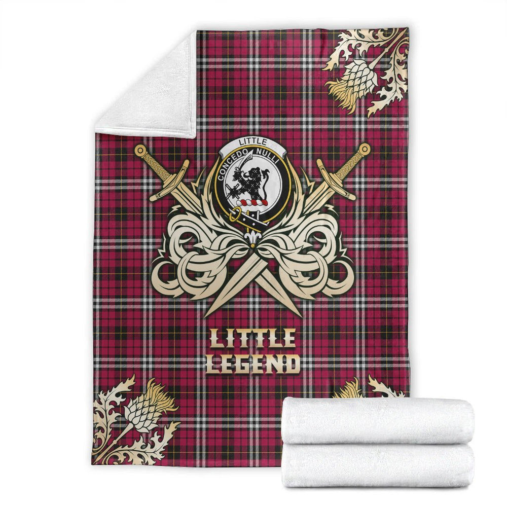 Clan Little Tartan Gold Courage Symbol Blanket NS33 Clan Little Tartan Today   