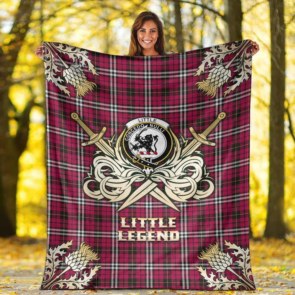 Clan Little Tartan Gold Courage Symbol Blanket NS33 Clan Little Tartan Today   