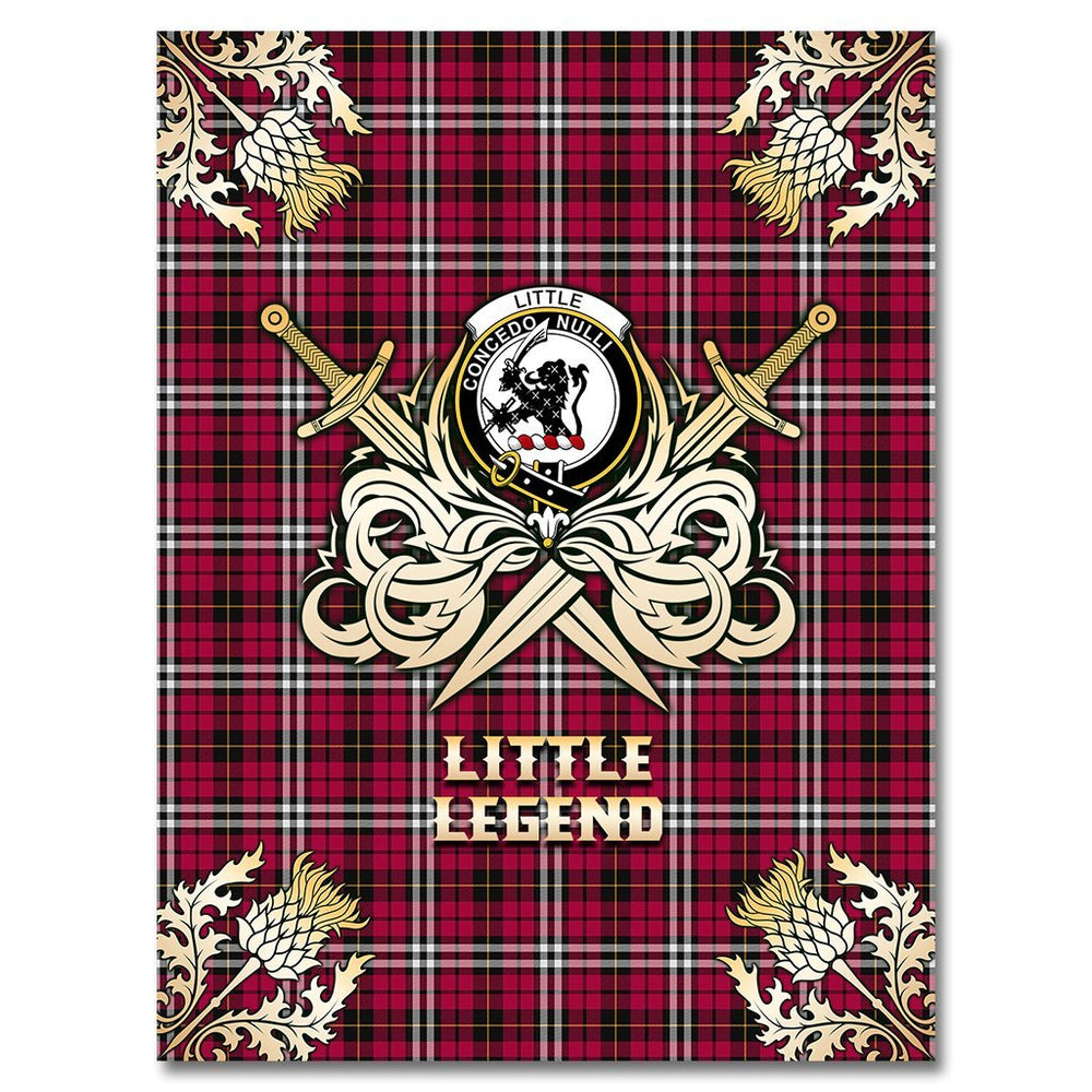 Clan Little Tartan Gold Courage Symbol Blanket NS33 Clan Little Tartan Today   