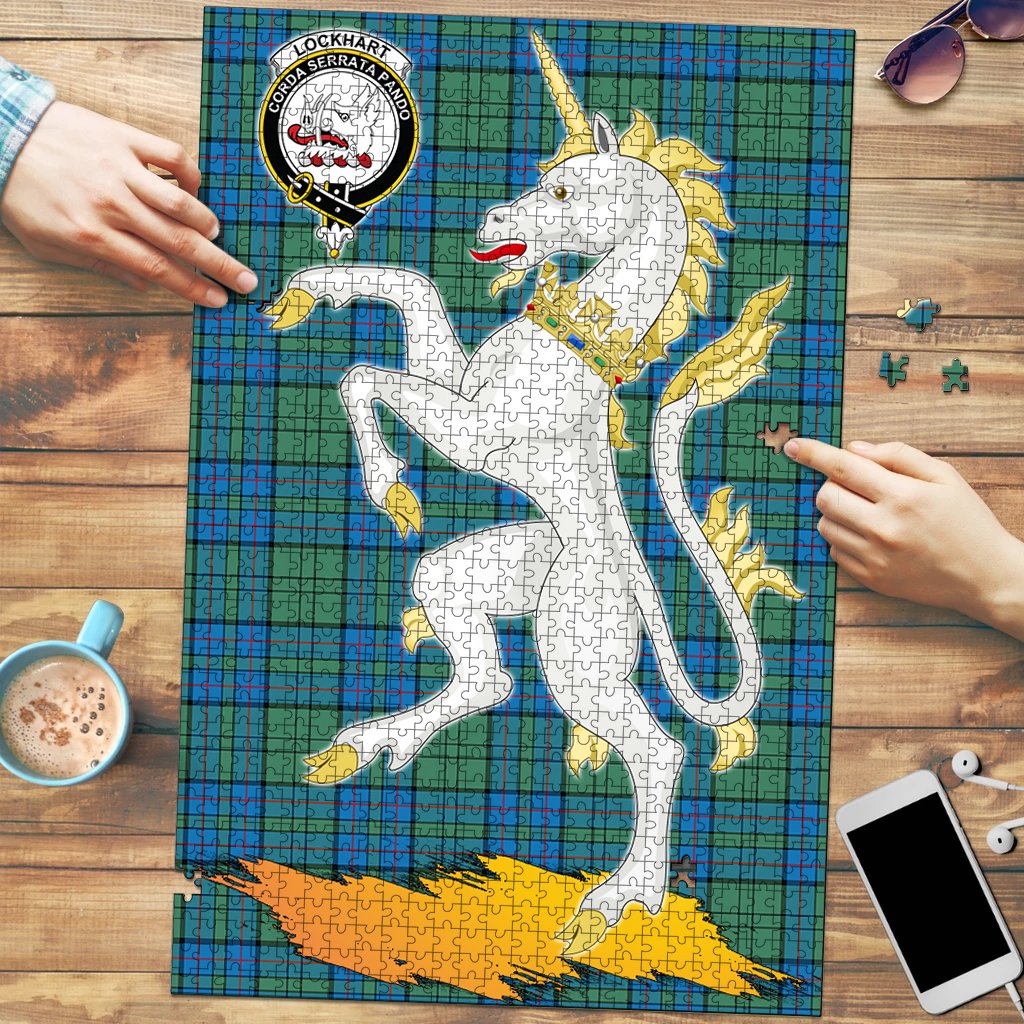 Clan Lockhart Tartan Crest Unicorn Scotland Jigsaw Puzzles Gift For Family JE92 Clan Lockhart Tartan Today   