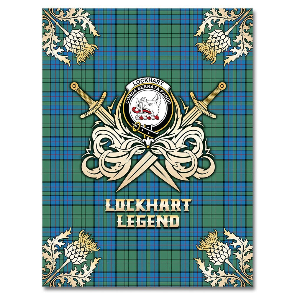 Clan Lockhart Tartan Gold Courage Symbol Blanket FA70 Clan Lockhart Tartan Today   