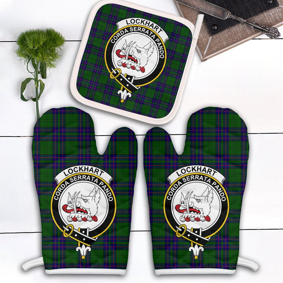 Clan Lockhart Modern Tartan Crest Oven Mitt And Pot Holder (2 Oven Mitts + 1 Pot Holder)