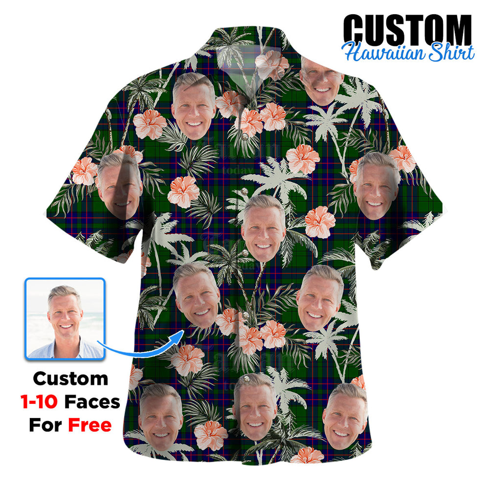Clan Lockhart Modern Tartan Custom Face Hawaiian Shirt – Unisex Gift for Family Members, Summer Party EM44 Lockhart Modern Tartan Tartan Hawaii Shirt