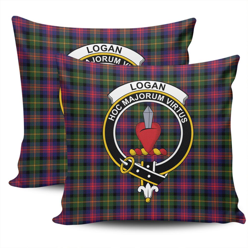Clan Logan Modern Tartan Crest Pillow Cover MR46 Clan Logan Tartan Today   