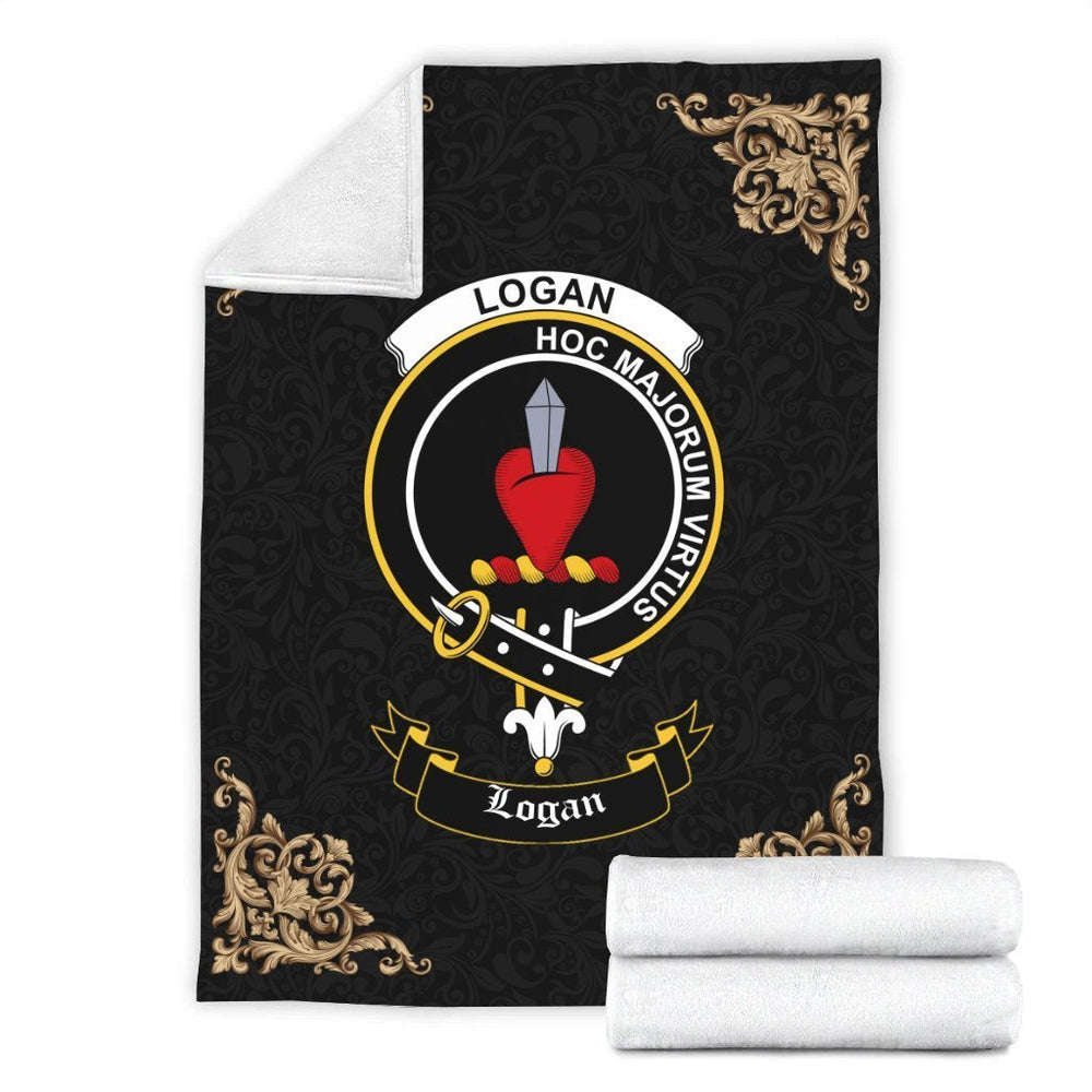 Clan Logan Crest Tartan Premium Blanket Black QZ36 Clan Logan Tartan Today   
