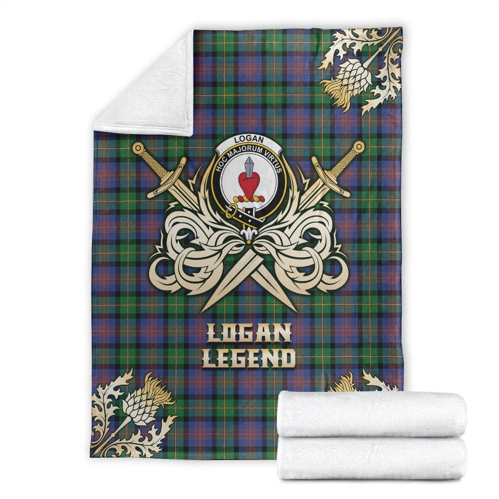 Clan Logan Ancient Tartan Gold Courage Symbol Blanket KF12 Clan Logan Tartan Today   