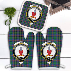 Clan Logan Ancient Tartan Crest Oven Mitt And Pot Holder (2 Oven Mitts + 1 Pot Holder) CX61 Clan Logan Tartan Today   