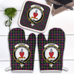 Clan Logan Modern Tartan Crest Oven Mitt And Pot Holder (2 Oven Mitts + 1 Pot Holder) RU87 Clan Logan Tartan Today   