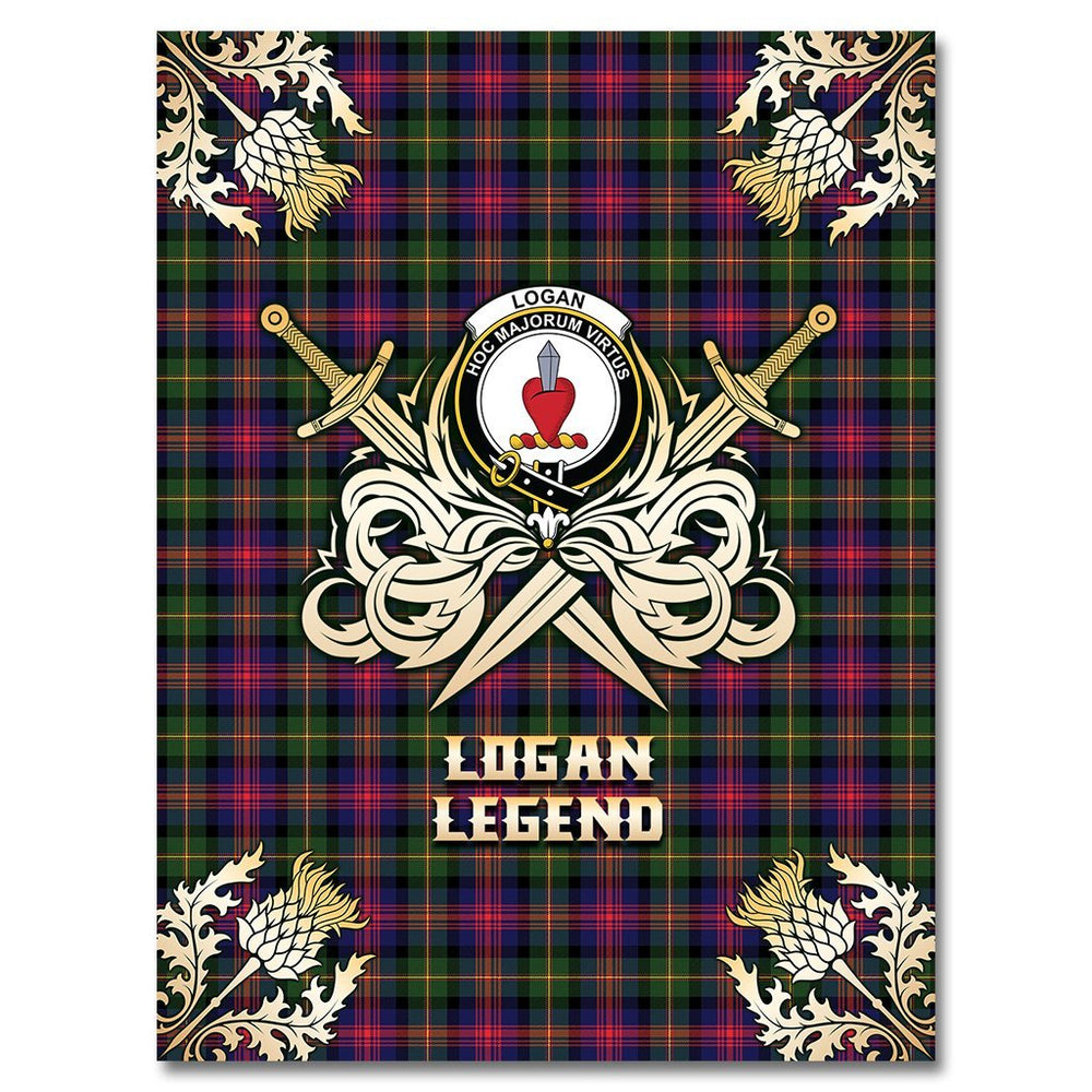 Clan Logan Modern Tartan Gold Courage Symbol Blanket FE94 Clan Logan Tartan Today   