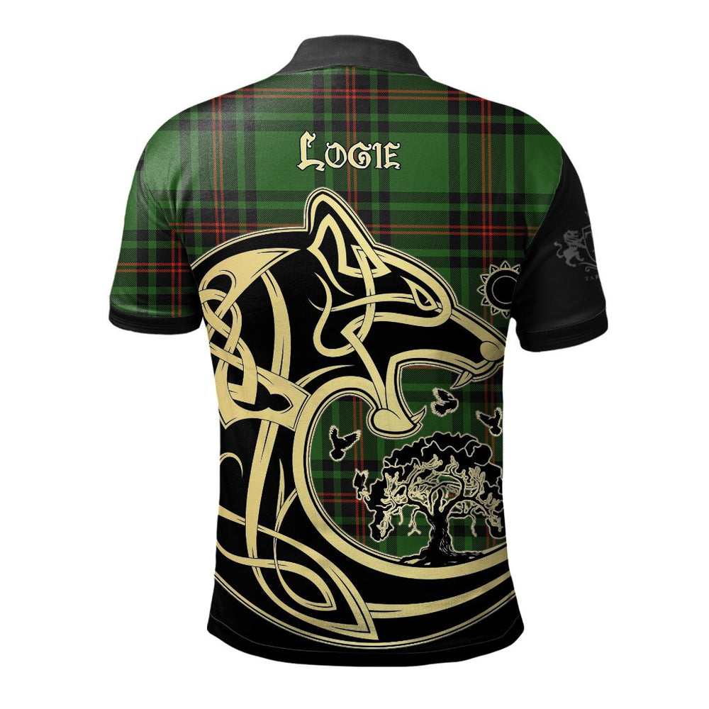 Clan Logie Tartan Polo Shirt Viking Wolf YB60 Logie Tartan Tartan Polo   